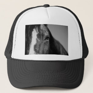 Black White Horse Öga Artwork Truckerkeps