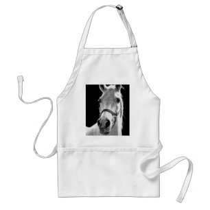 Black White Horse på natten Förkläde