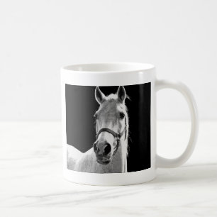 Black White Horse på natten Kaffemugg