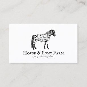 Black White Horse Pony Visitkort