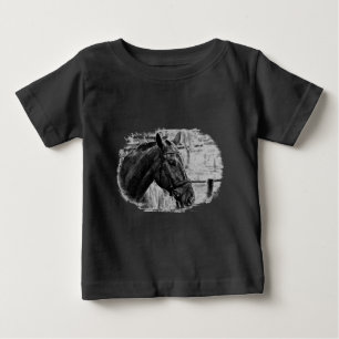 Black White Horse Sketch T Shirt