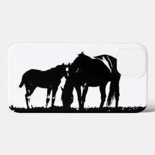 Black White Horses Silhouette