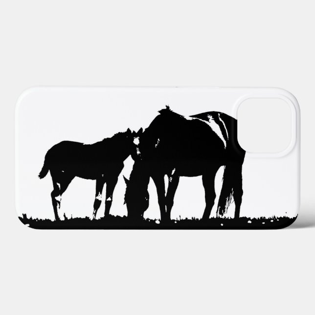 Black White Horses Silhouette (Baksida (horisontell))