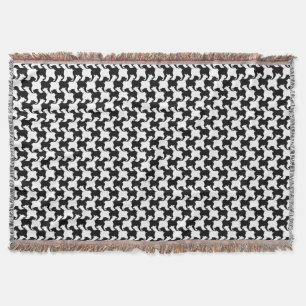 Black White Houndstooth med hundar Throw Blanket Filt