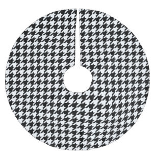 Black White Houndstooth Mönster Julgransmatta Borstad Polyester