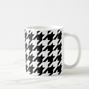 Black & White Houndstooth Mönster Kaffemugg