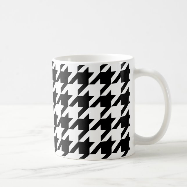 Black & White Houndstooth Mönster Kaffemugg (Höger)