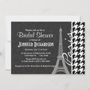 Black & White Houndstooth; Paris Inbjudningar