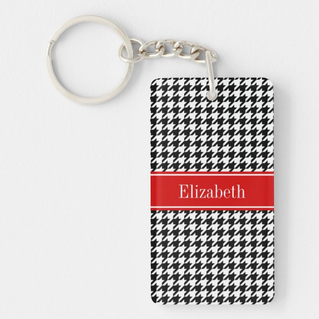 Black White Houndstooth Red Namn Monogram (Framsidan)