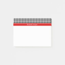 Black White Houndstooth Red Namn Monogram Post-it Block