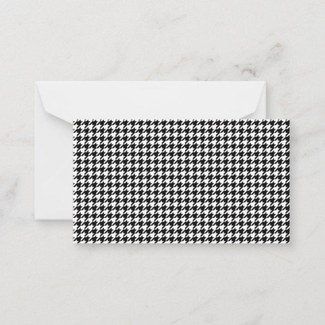 Black White Houndstooth Tissue Abstrakt Figurer Anteckningskort (Framsida)