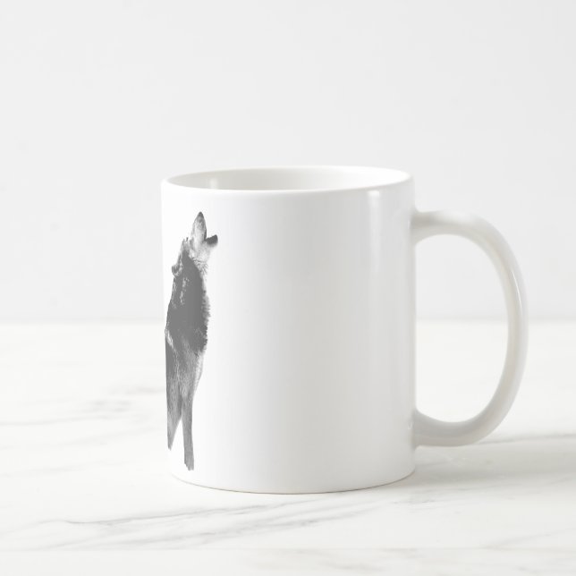 Black White Howling Varg Kaffemugg (Höger)