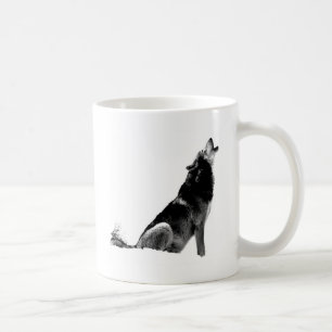Black White Howling Varg Kaffemugg