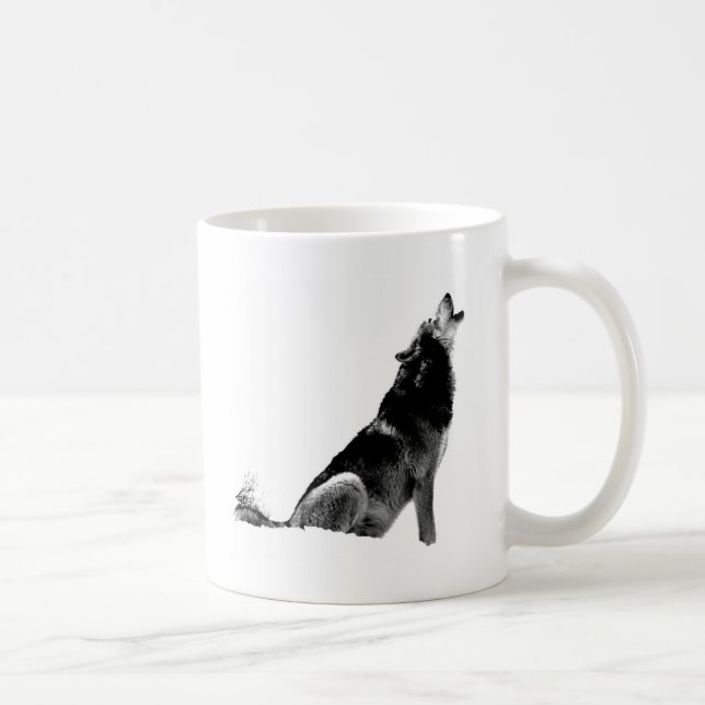Black White Howling Varg Kaffemugg (Höger)