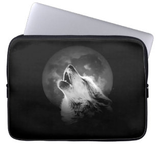 Black & White Howling Varg & Måne Laptop Fodral