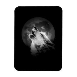 Black & White Howling Varg & Måne Magnet