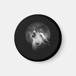 Black & White Howling Varg & Måne Magnet