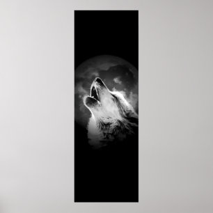 Black & White Howling Varg & Måne Poster
