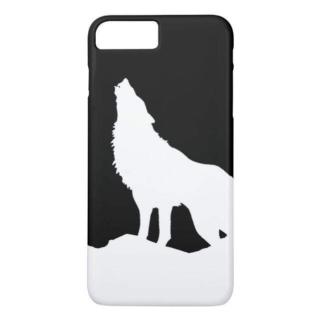 Black & White Howling Varg Silhouette Case-Mate iPhone Skal (Baksida)