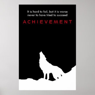 Black & White Howling Varg Silhouette Poster