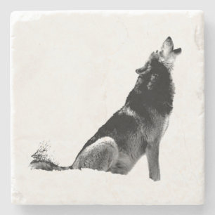 Black White Howling Varg Stenunderlägg