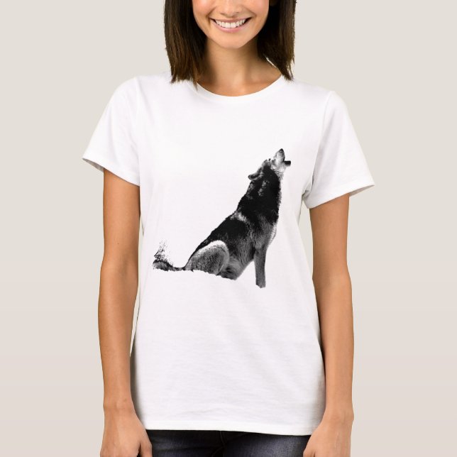 Black White Howling Varg T-shirt (Framsida)
