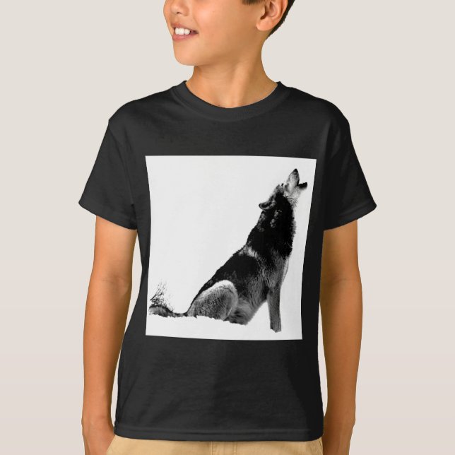 Black White Howling Varg T-shirt (Framsida)