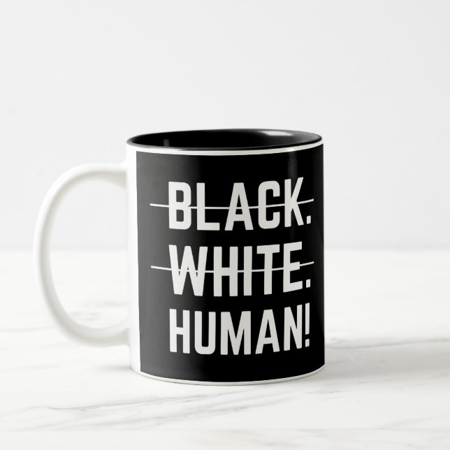 Black White Human Två-Tonad Mugg (Vänster)