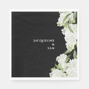 Black White Hydrangeas Bröllop Pappersservett