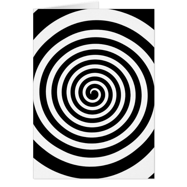 Black & White Hypnotic Spiral Hälsningskort (Framsidan)