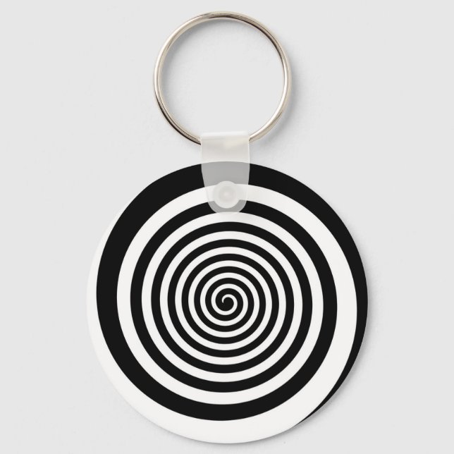 Black & White Hypnotic Spiral Nyckelring (Framsida)