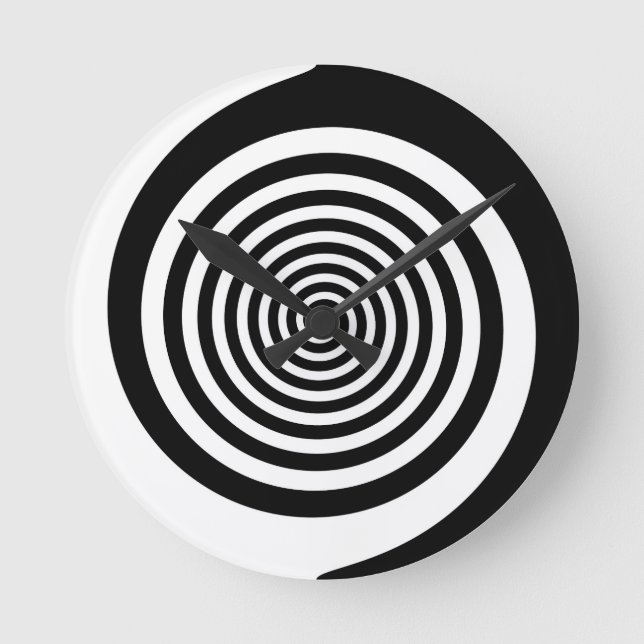 Black & White Hypnotic Spiral Rund Klocka (Framsida)