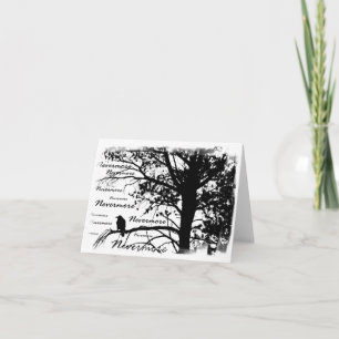 Black & White Ickmore Raven Silhouette Kort