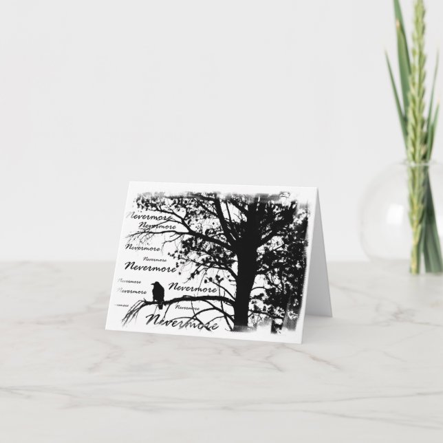 Black & White Ickmore Raven Silhouette Kort (Framsida)