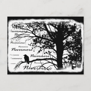 Black & White Ickmore Raven Silhouette Träd Vykort