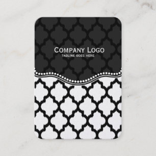 Black & White Ikat Quatrefoil Modern Mönster Visitkort