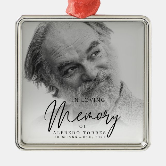 Black & White In Loving Memory Funeral  Julgransprydnad Metall (Framsidan)