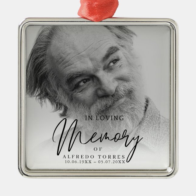 Black & White In Loving Memory Funeral  Julgransprydnad Metall (Framsidan)