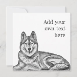 Black & White Ink & Watercolor Siberian Husky Inbjudningar