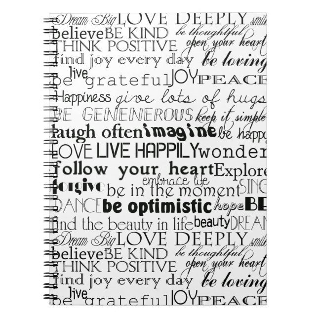 Black White Inspirational Ord-jul Anteckningsbok (Framsidan)