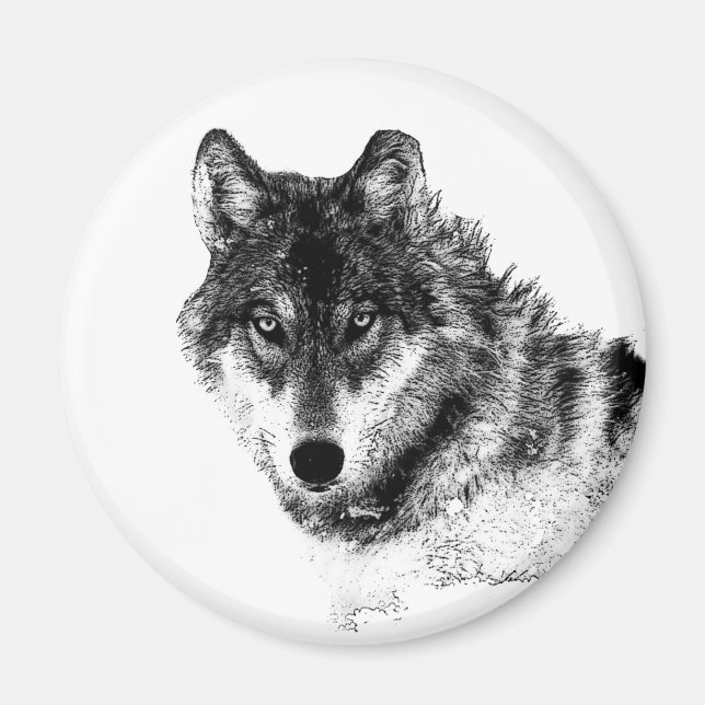 Black White Inspirational Varg Öga Magnet (Framsidan)