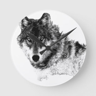 Black White Inspirational Varg Öga Rund Klocka