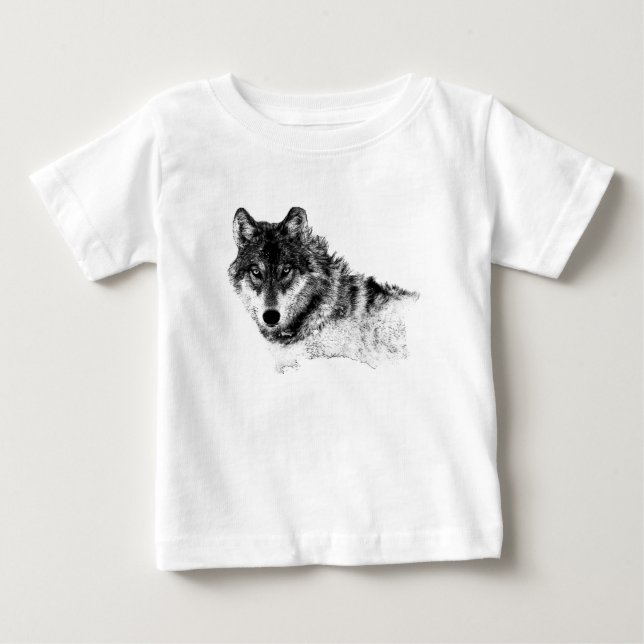Black White Inspirational Varg Öga T-shirt (Framsida)