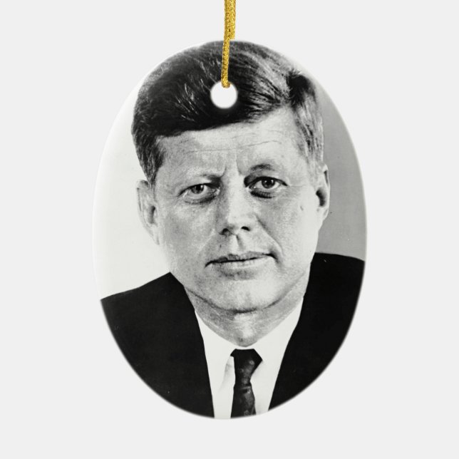 Black & White Jack JFK John F. Kennedy Julgransprydnad Keramik (Framsidan)