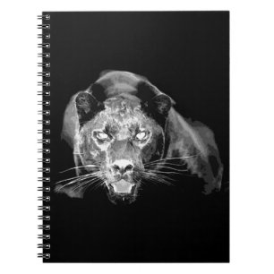 Black & White Jaguar Anteckningsbok Med Spiral