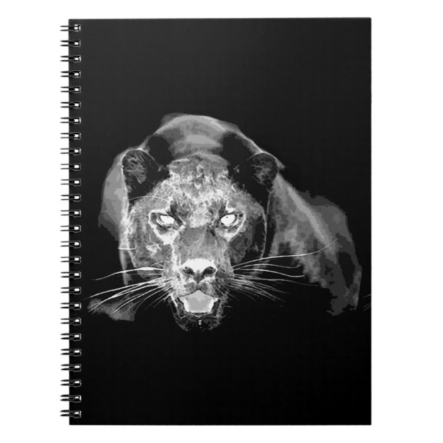 Black & White Jaguar Anteckningsbok Med Spiral (Framsidan)