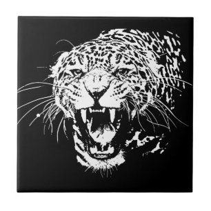 Black & White Jaguar Kakelplatta
