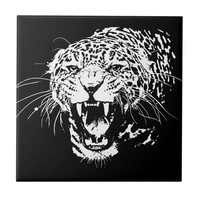 Black & White Jaguar Kakelplatta (Framsidan)