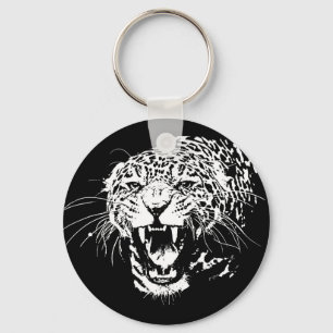 Black & White Jaguar Nyckelring