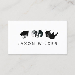 Black White Jaguar Rhino Ram Smoke Silhouette Visitkort